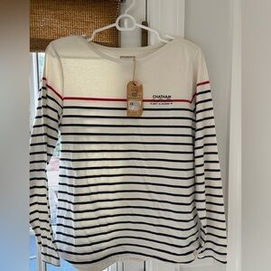 Fat Face Nautical Striped Top in Red and Navy
